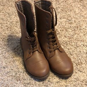 Brown combat boots